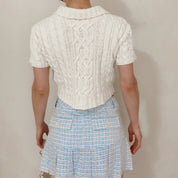 Vintage Short Sleeve Knit Cropped Polo