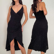 Black Y2K Sparkle Midi Dress