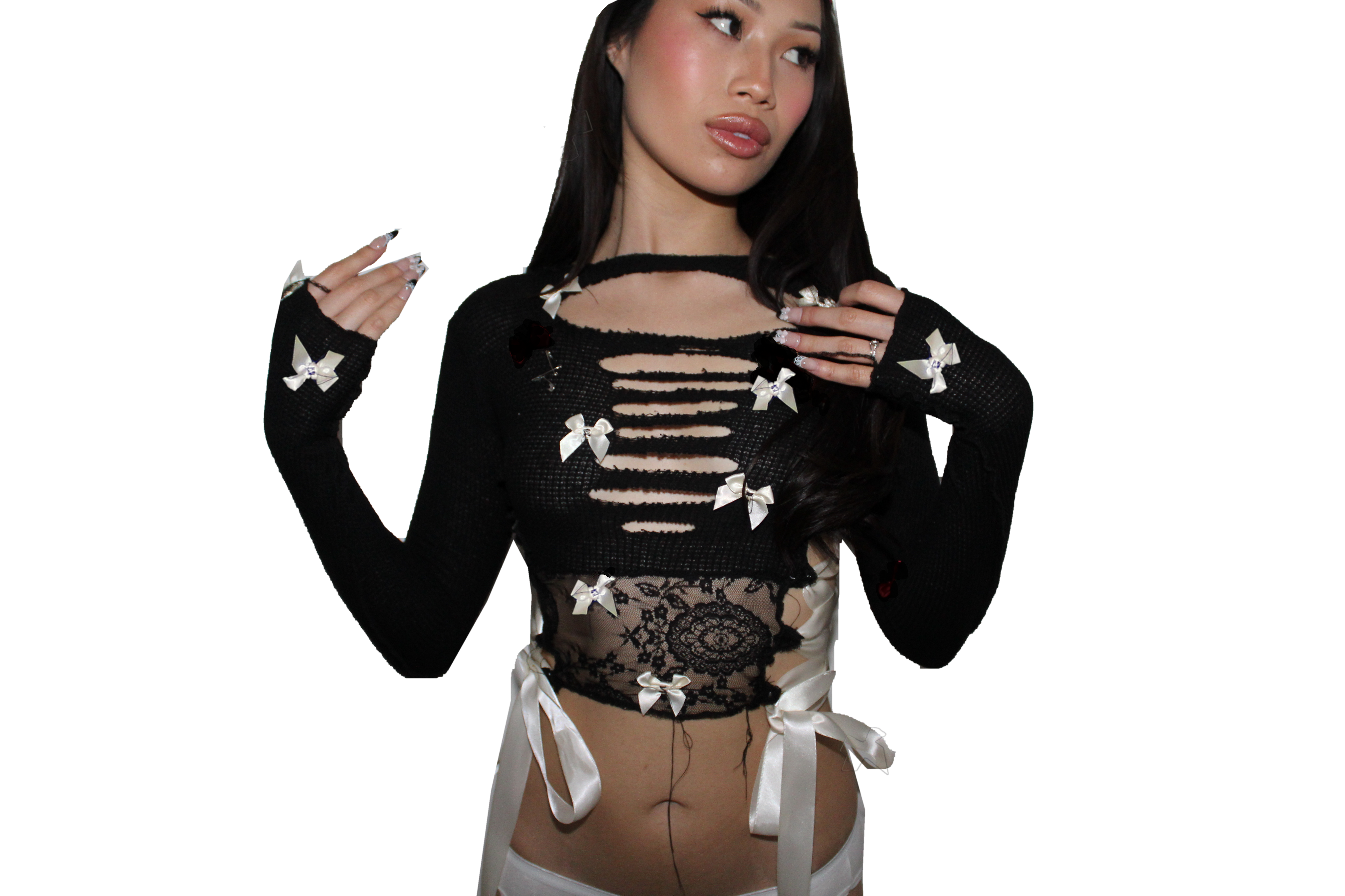 black ୧ .˚ₓ milk  sweater