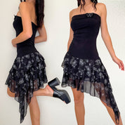 Black Butterfly Y2K Tube Dress