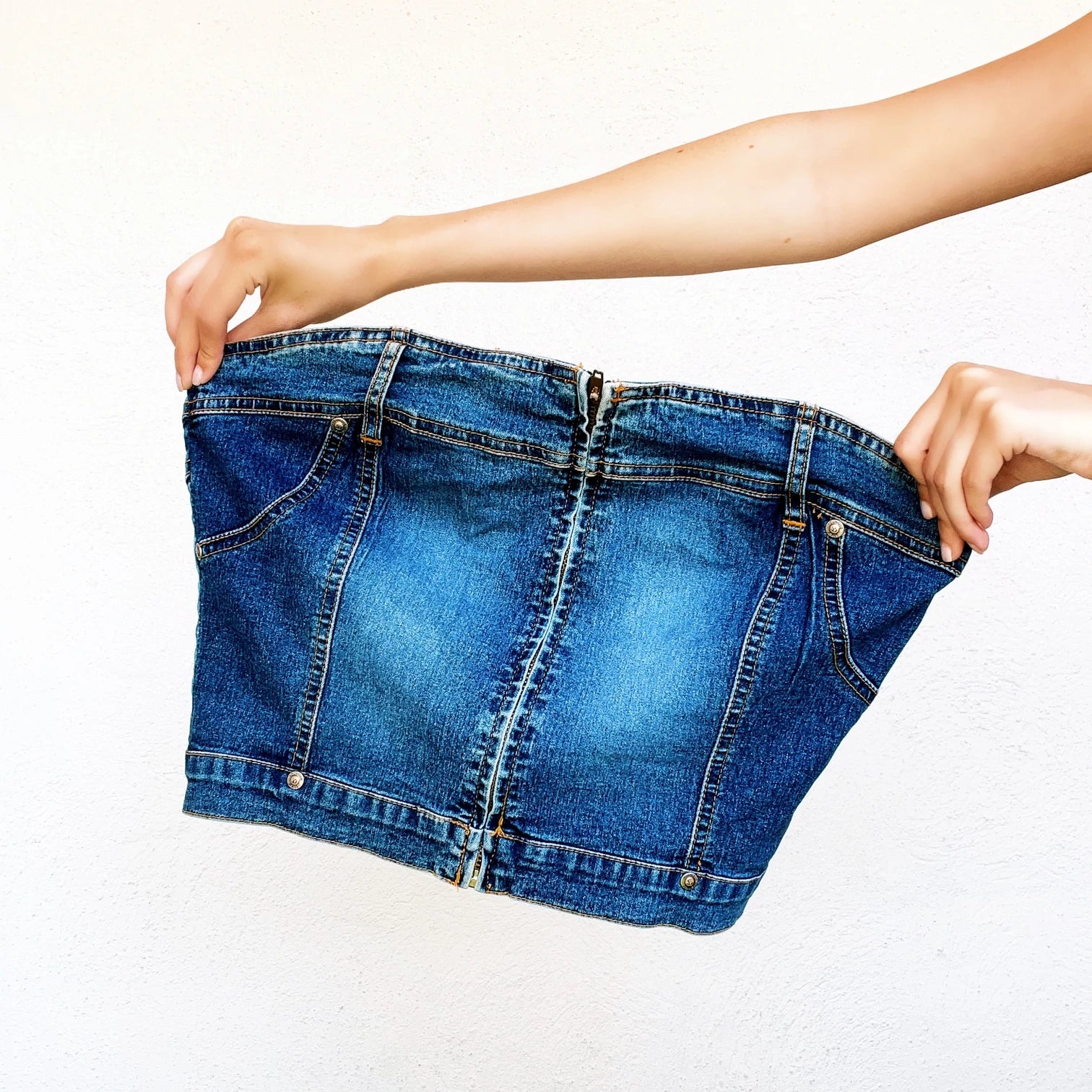 Early 2000s Strapless Denim Top
