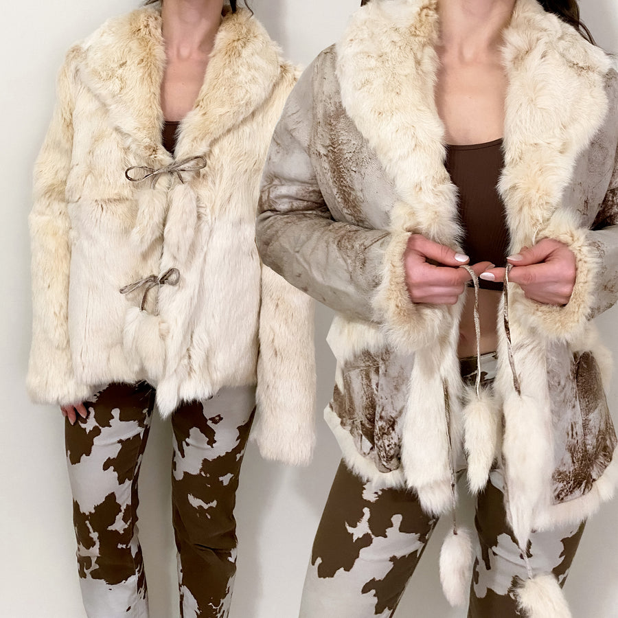 Vintage Reversible Faux Fur and Leather Jacket