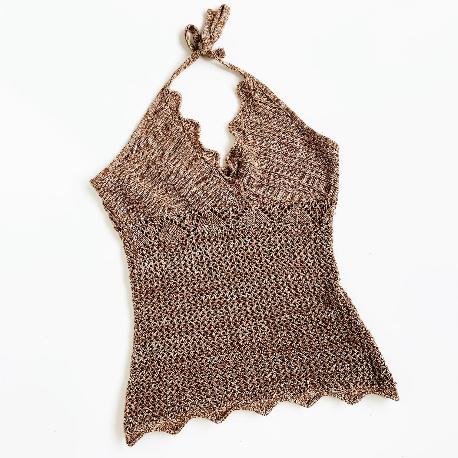 90s Beige Knit Halter Top