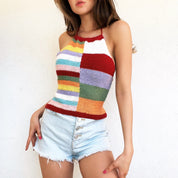Early 2000s Crochet Rainbow Halter Top