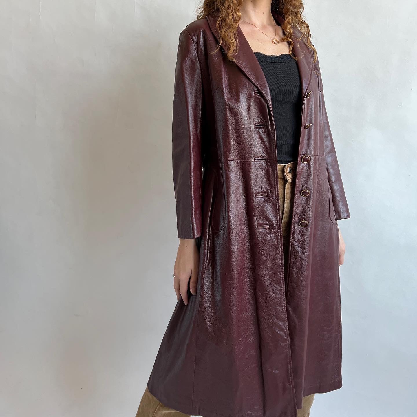 Vintage burgundy leather coat