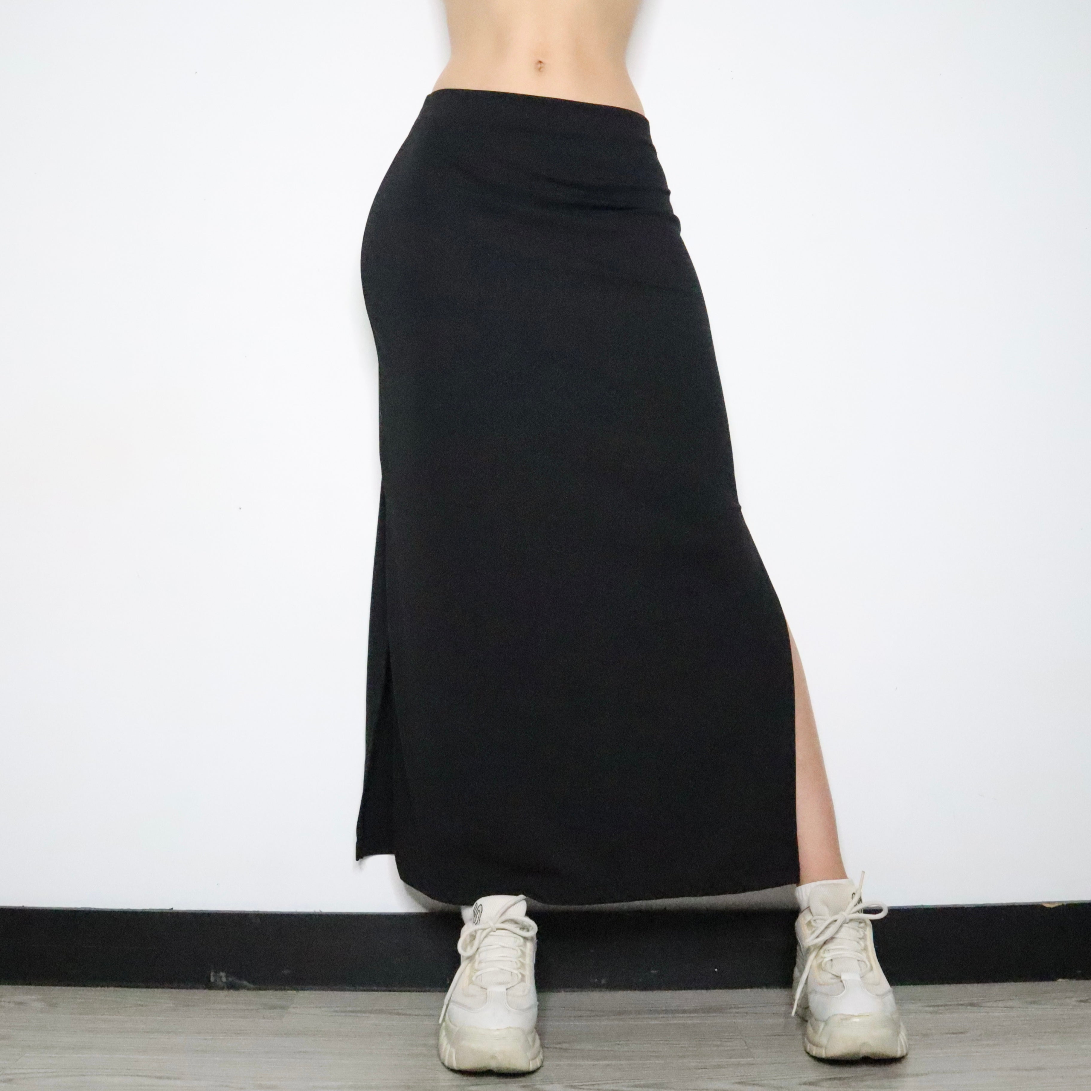 Black Slit Maxi Skirt (Small)