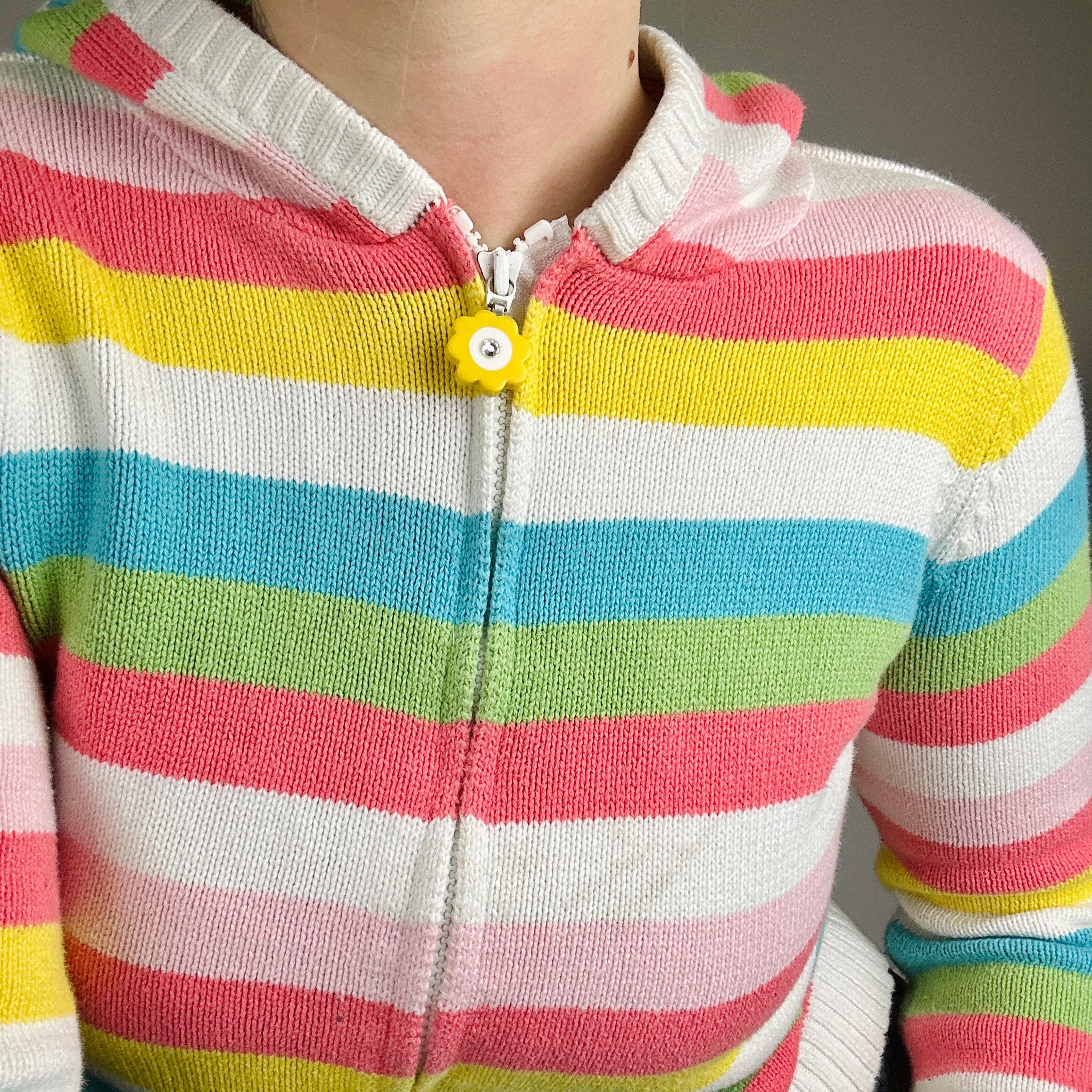 Y2k Style Rainbow Knit Zip Up (XS)