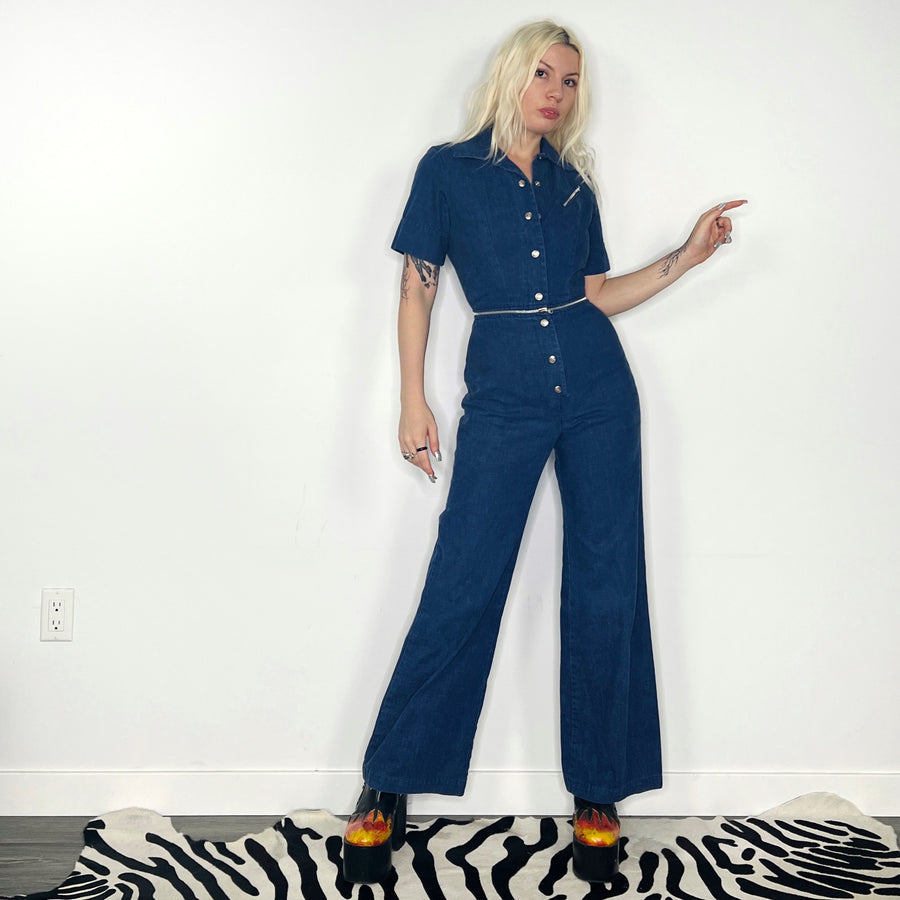 70s Vintage 4-in-1 Denim Jumpsuit (XS)