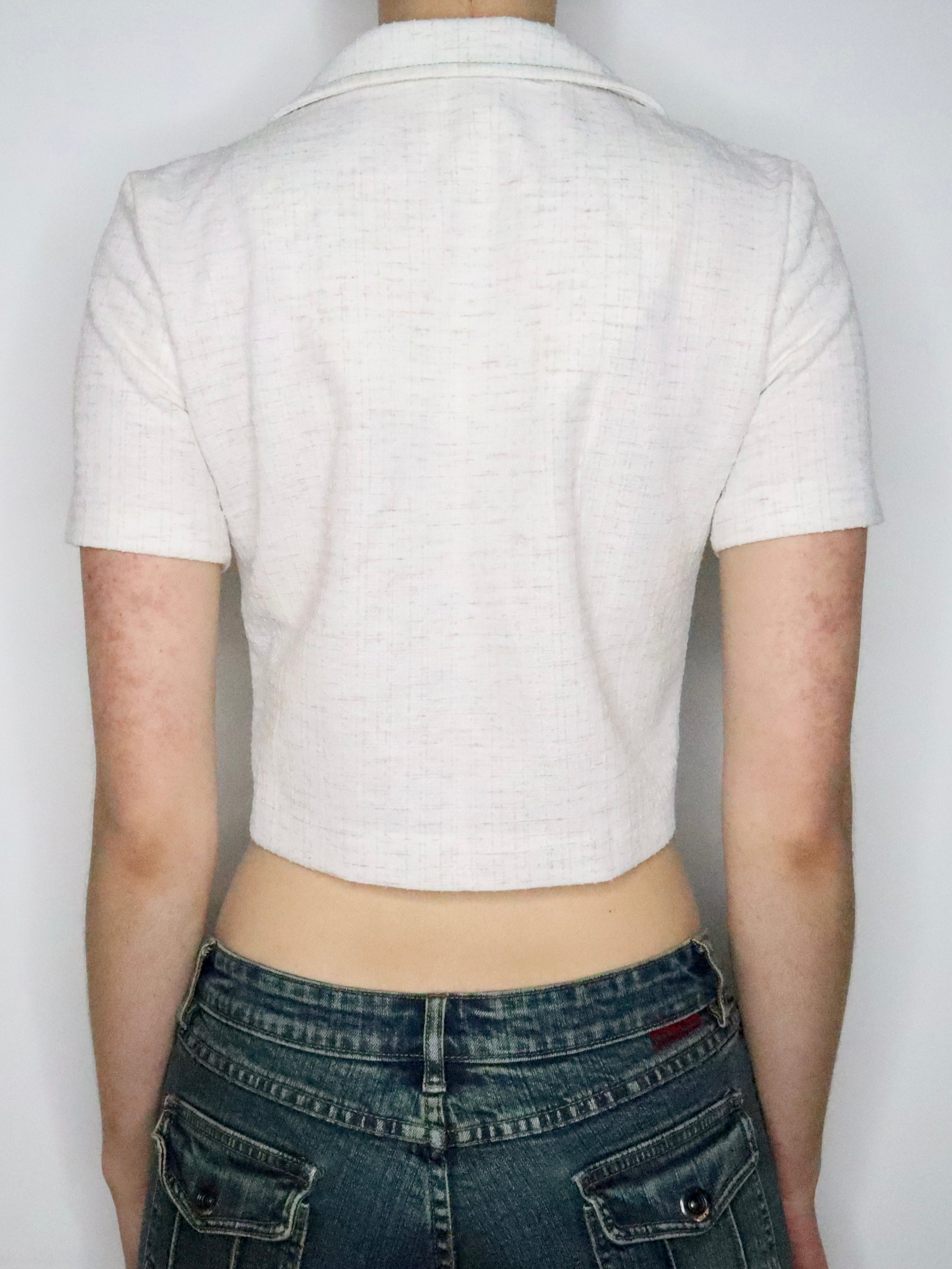 Cropped Off White Blouse (XS-S) 