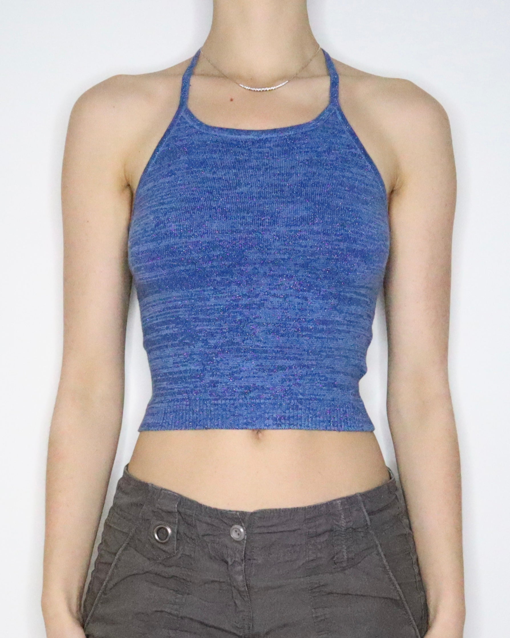 Blue Glitter Halter Top (S-M) 