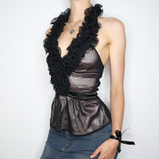 Bebe Ruffle Halter Top (XS-S) 