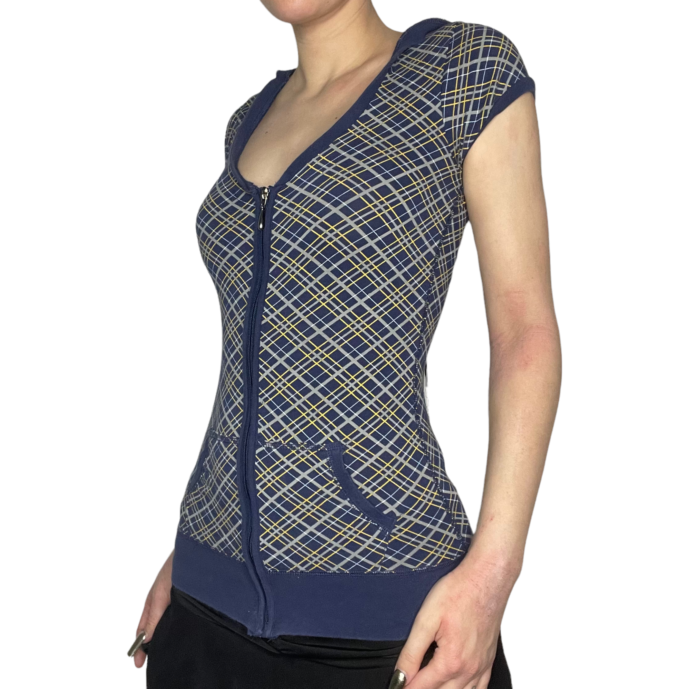 Y2K plaid zip up