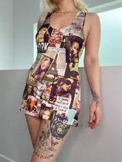 Magazine Print Tank Dress