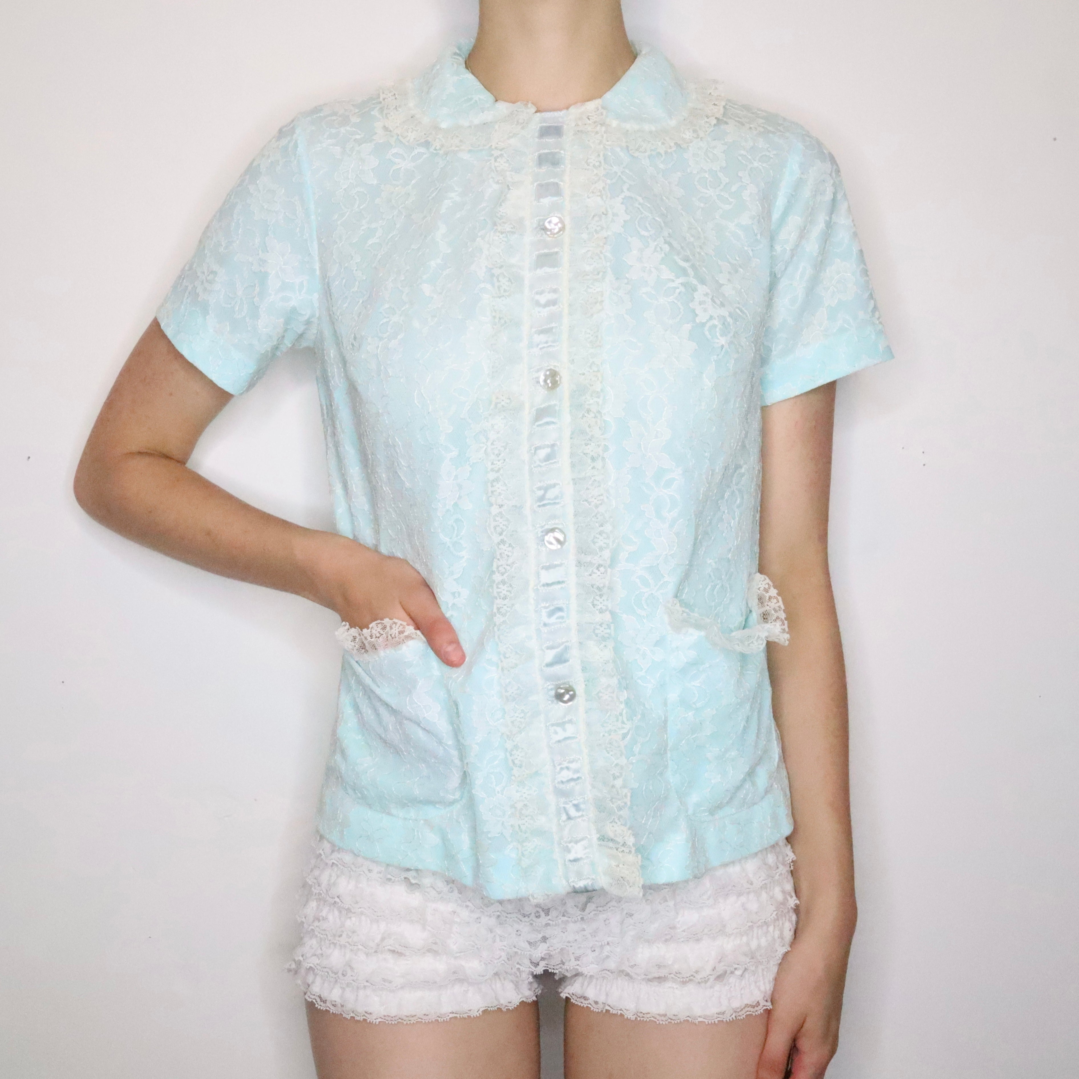 Aqua Lace Bed Jacket (M/L)