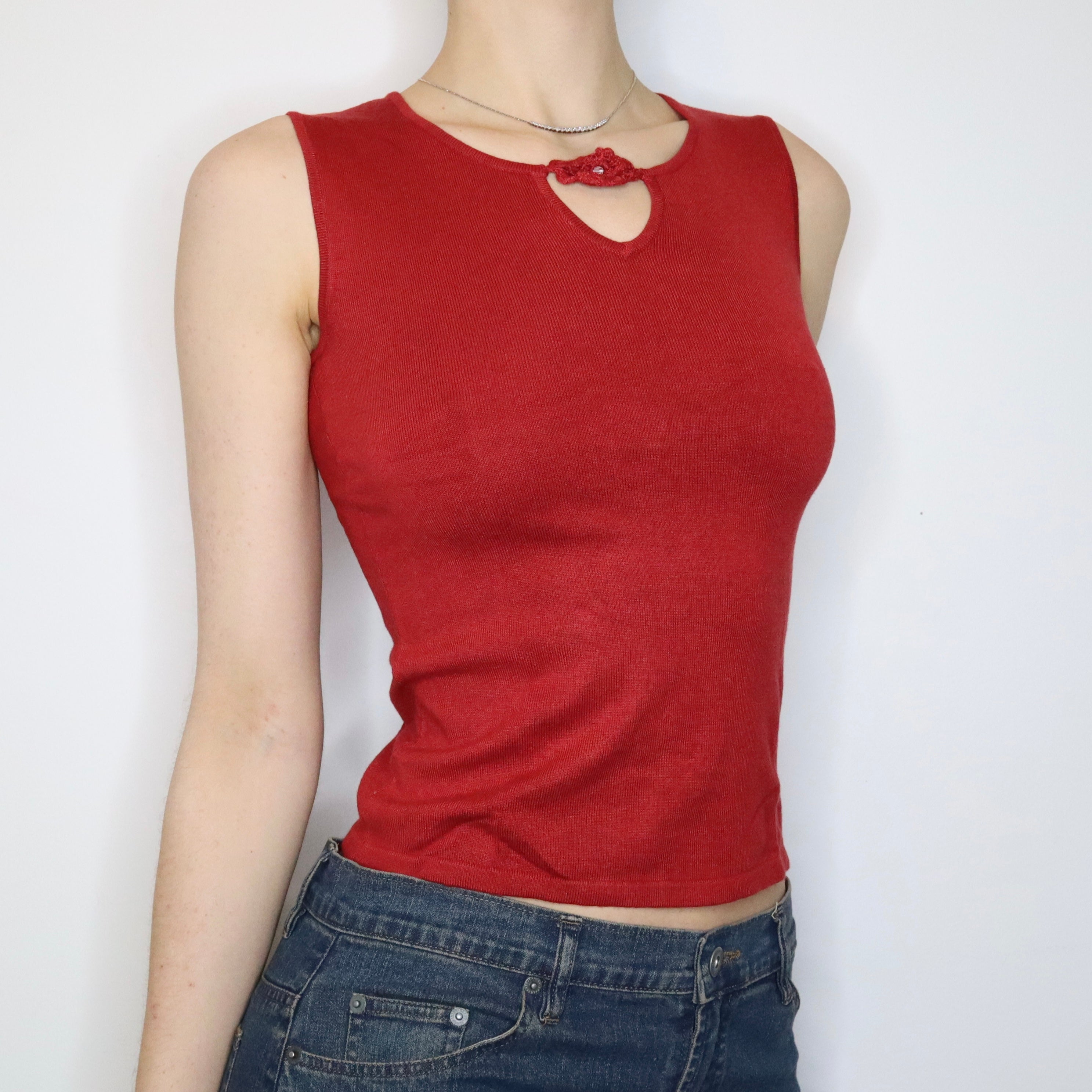 Brick Red Keyhole Tank Top (XS-S) 