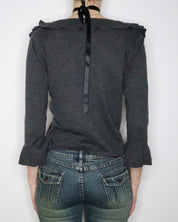 Vivienne Tam Gray Ruffle Cardigan (M-L) 