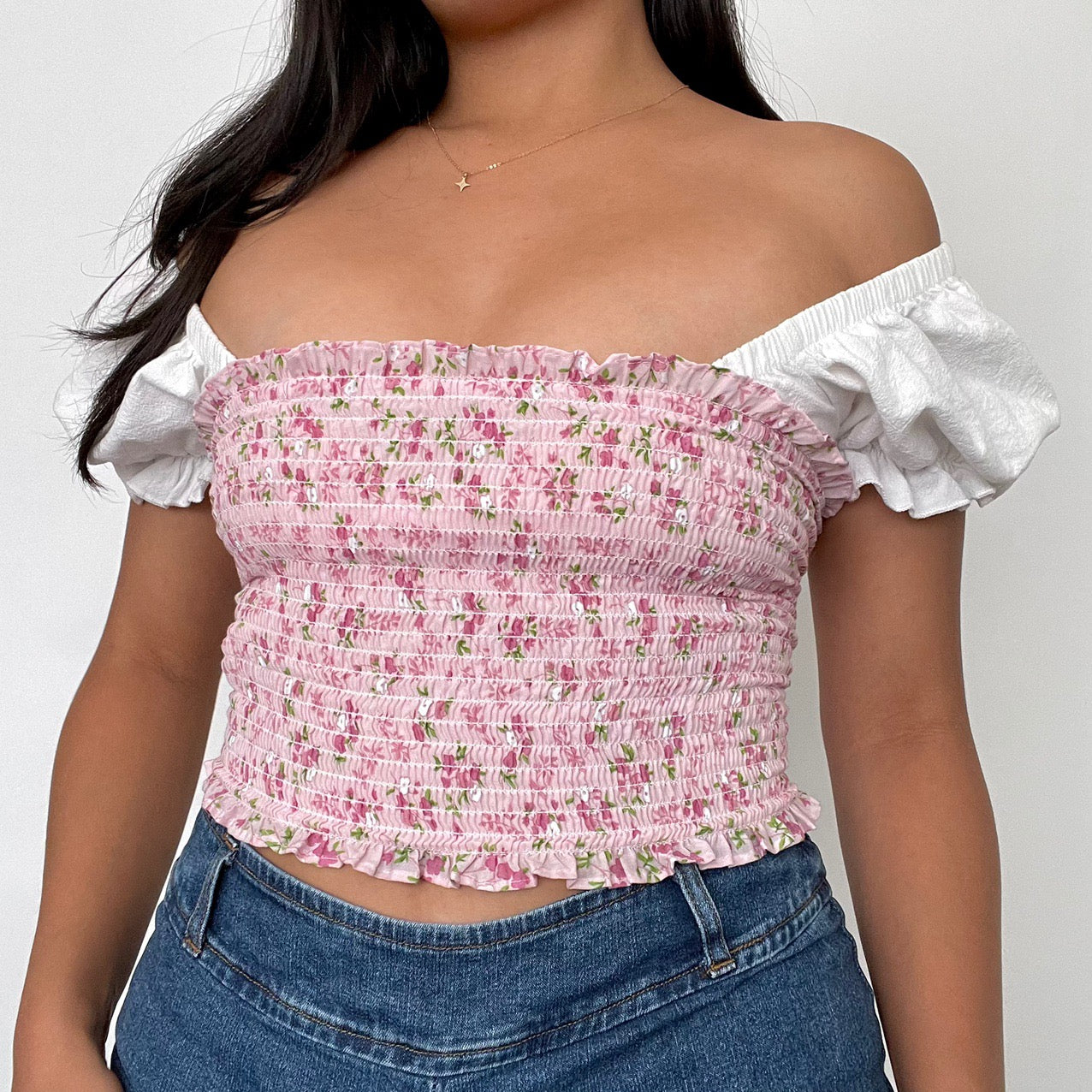 Pink floral crop