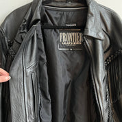 Vintage leather rose fringe jacket