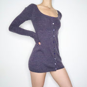 Fuzzy Purple Babydoll Sweater Dress (Small)
