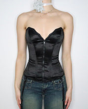 Black Zip Up Corset (S-M) 