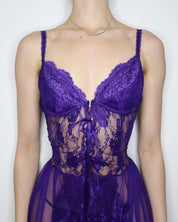 Purple Lace Bustier Dressing Gown (M-L) 