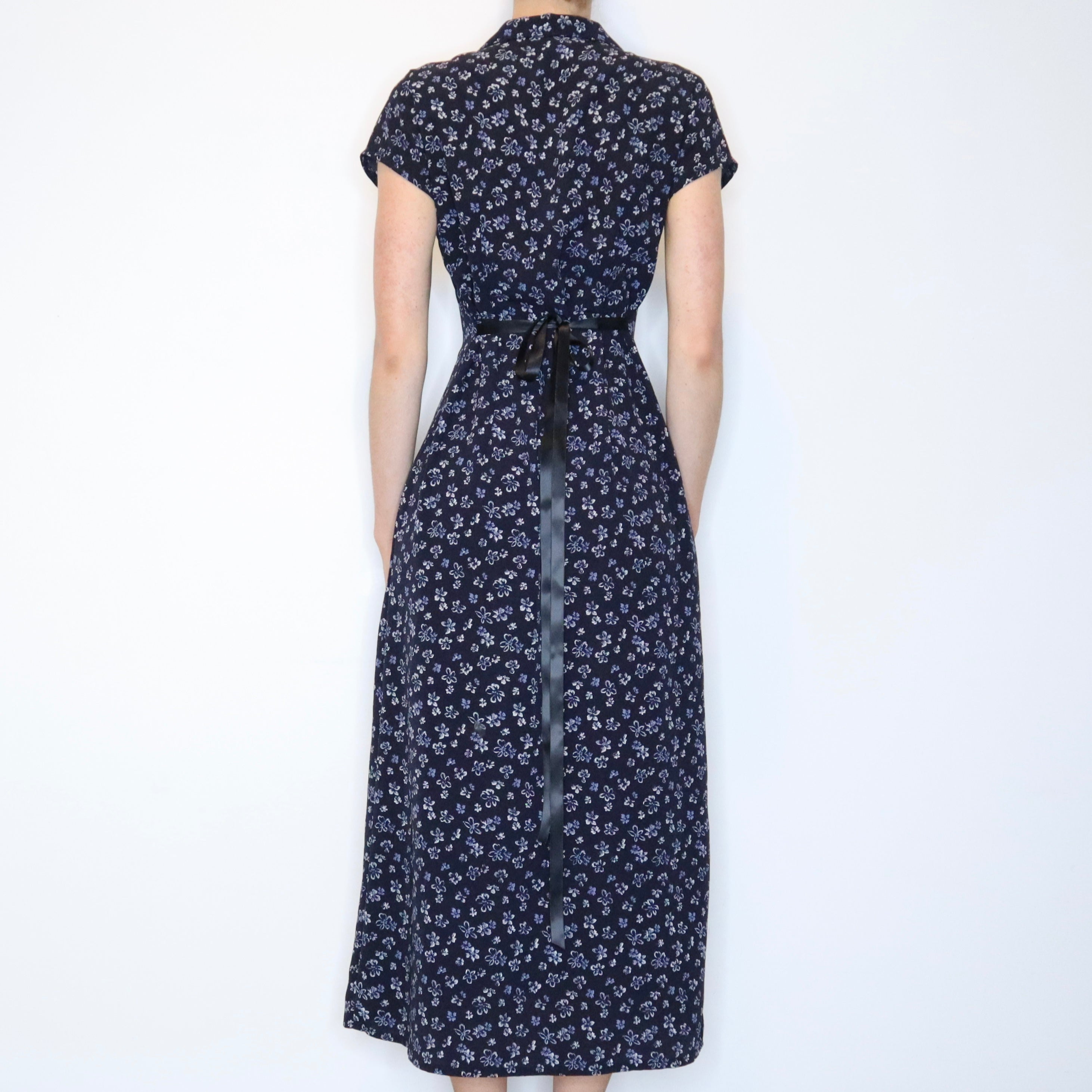 Navy Floral Maxi Dress (Medium) 