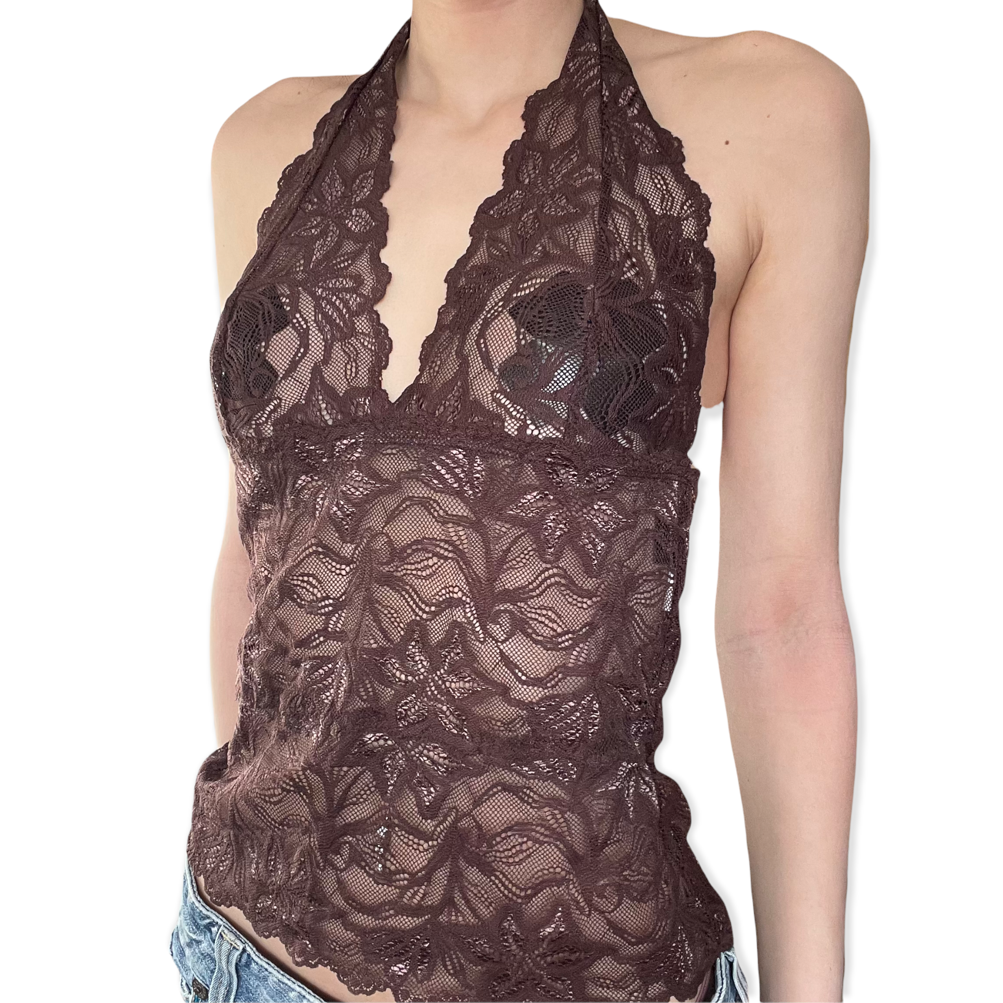 Brown lace halter