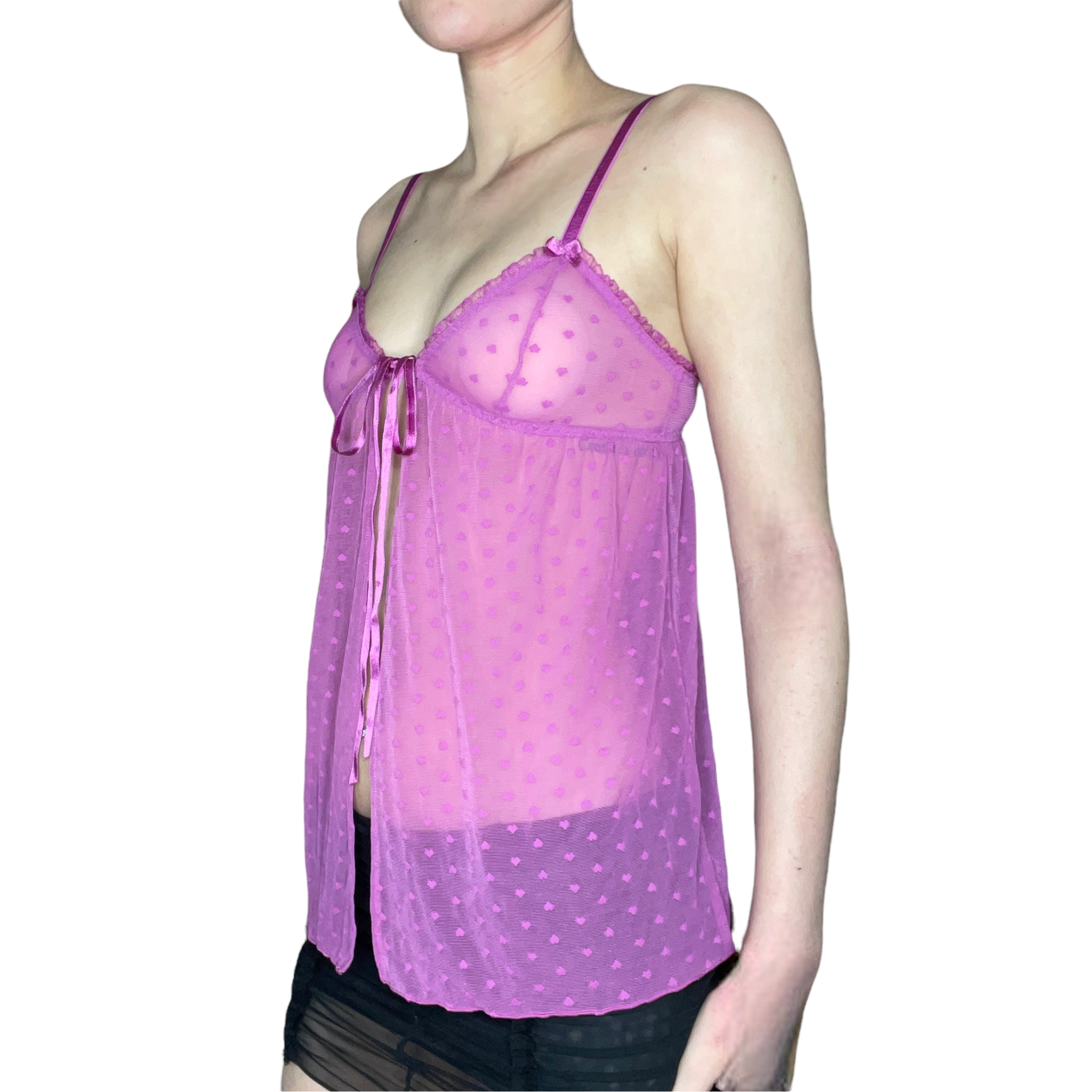 Heart mesh tie top