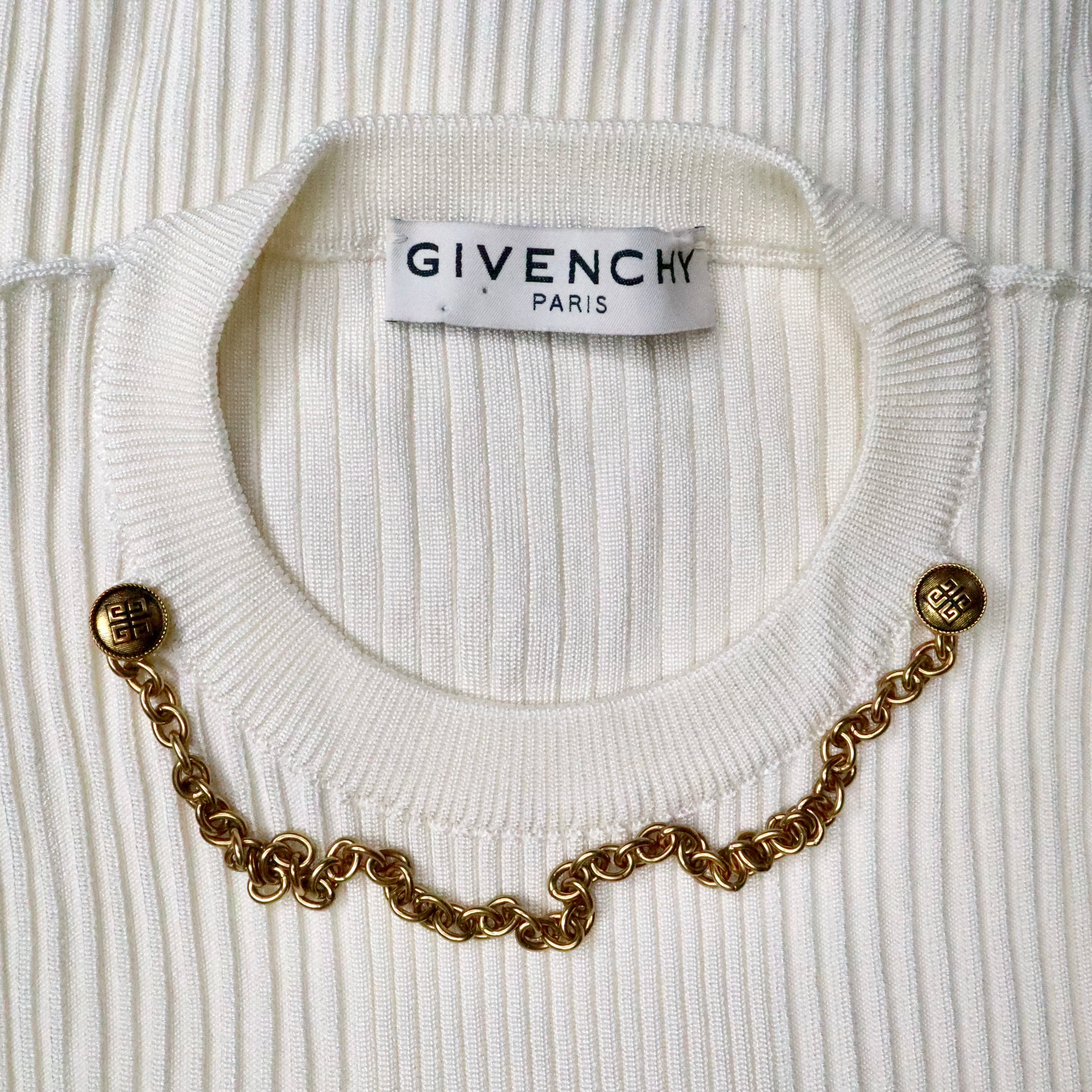 Givenchy Cream Ribbed Knit Top (Small)