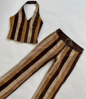 vintage striped suede set