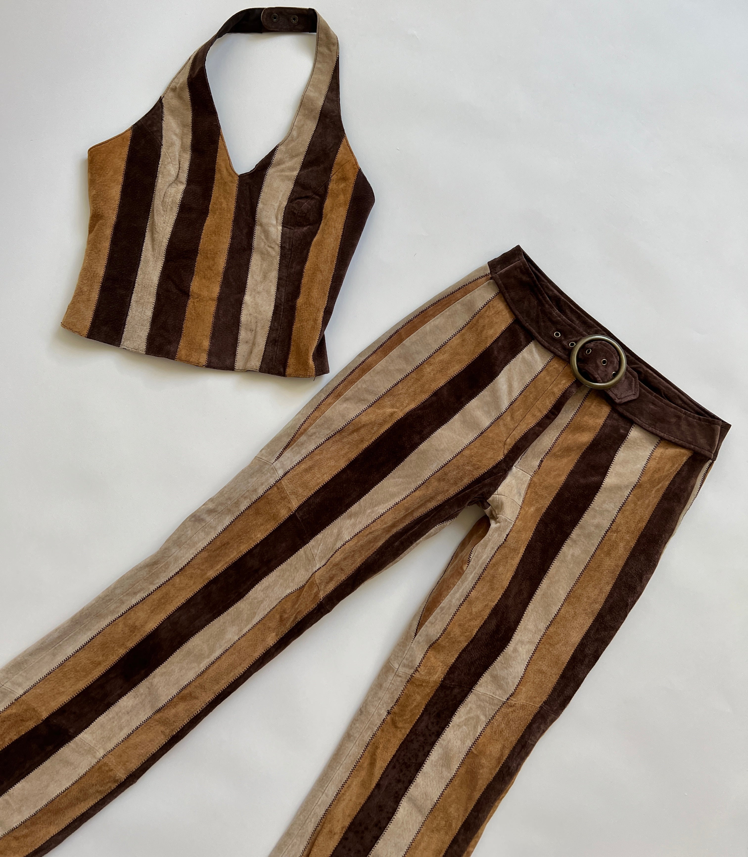 vintage striped suede set