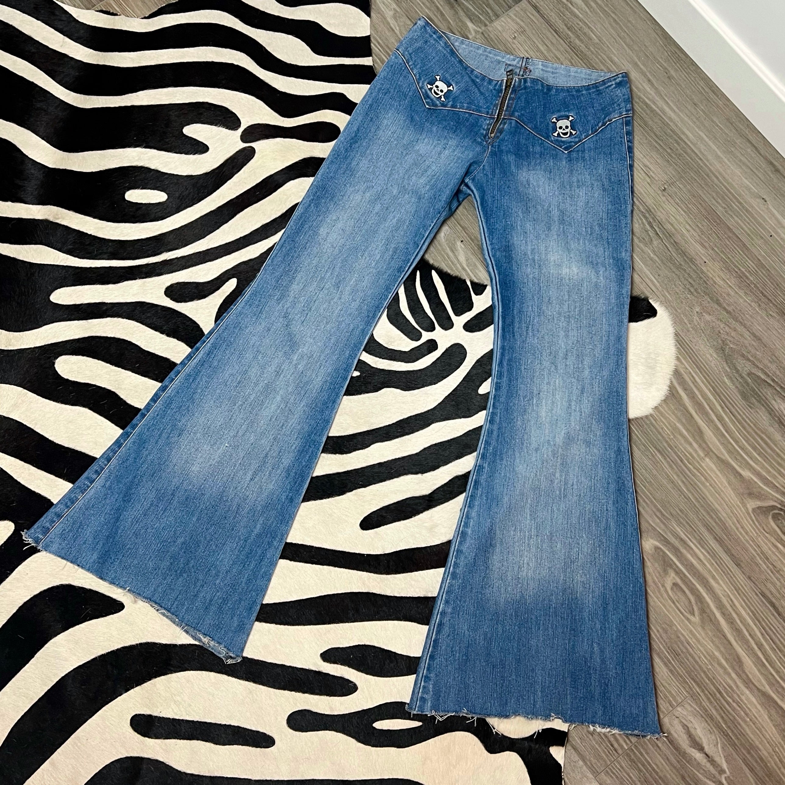 Vintage Low Rise Moto Flare Jeans