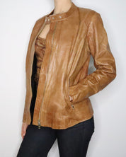 Brown Leather Moto Jacket (M-L) 