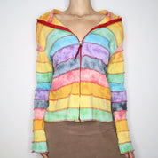 Rainbow Patchwork Zip Up Hoodie (Large)