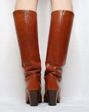 Italian Western Brown Leather Boots (7.5 US/38.5 EU)