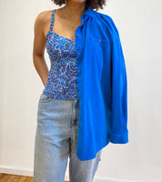 Indigo paisley swim top