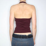 90s Burgundy Knit Halter Top (S)