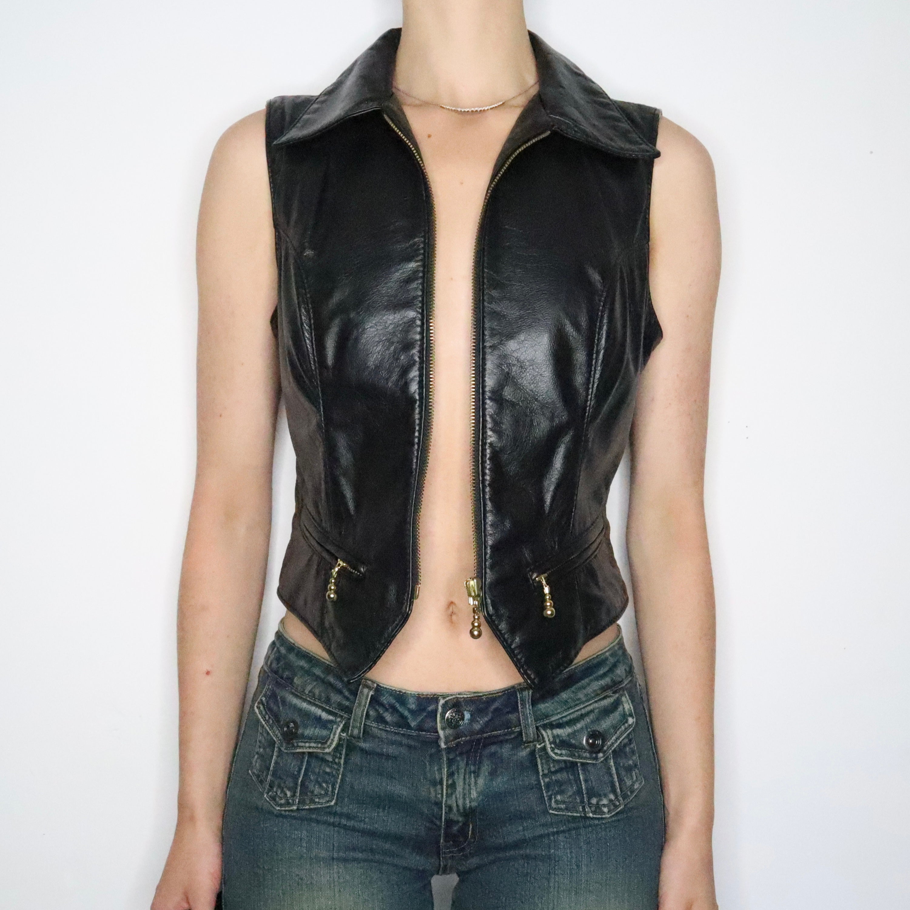 Black Leather Vest (Medium)