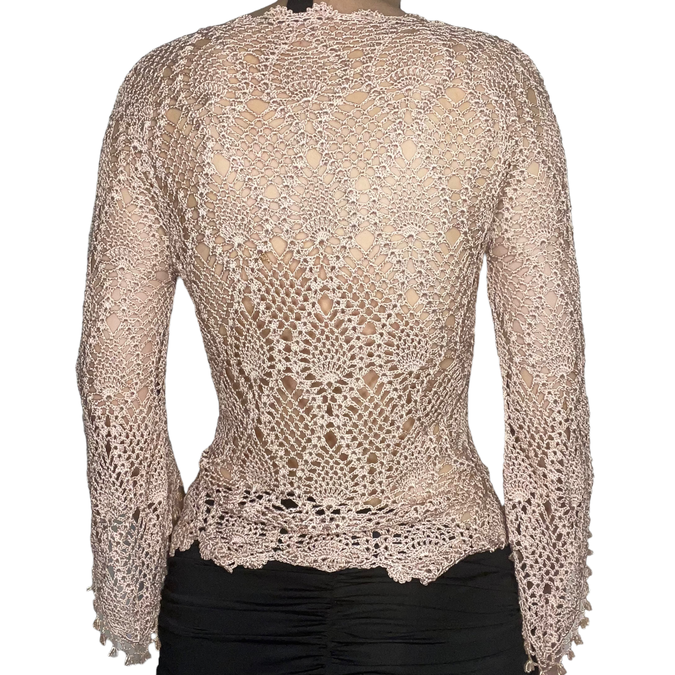 Pink crochet beaded knit