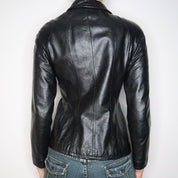 Black Leather Moto Jacket (Small)