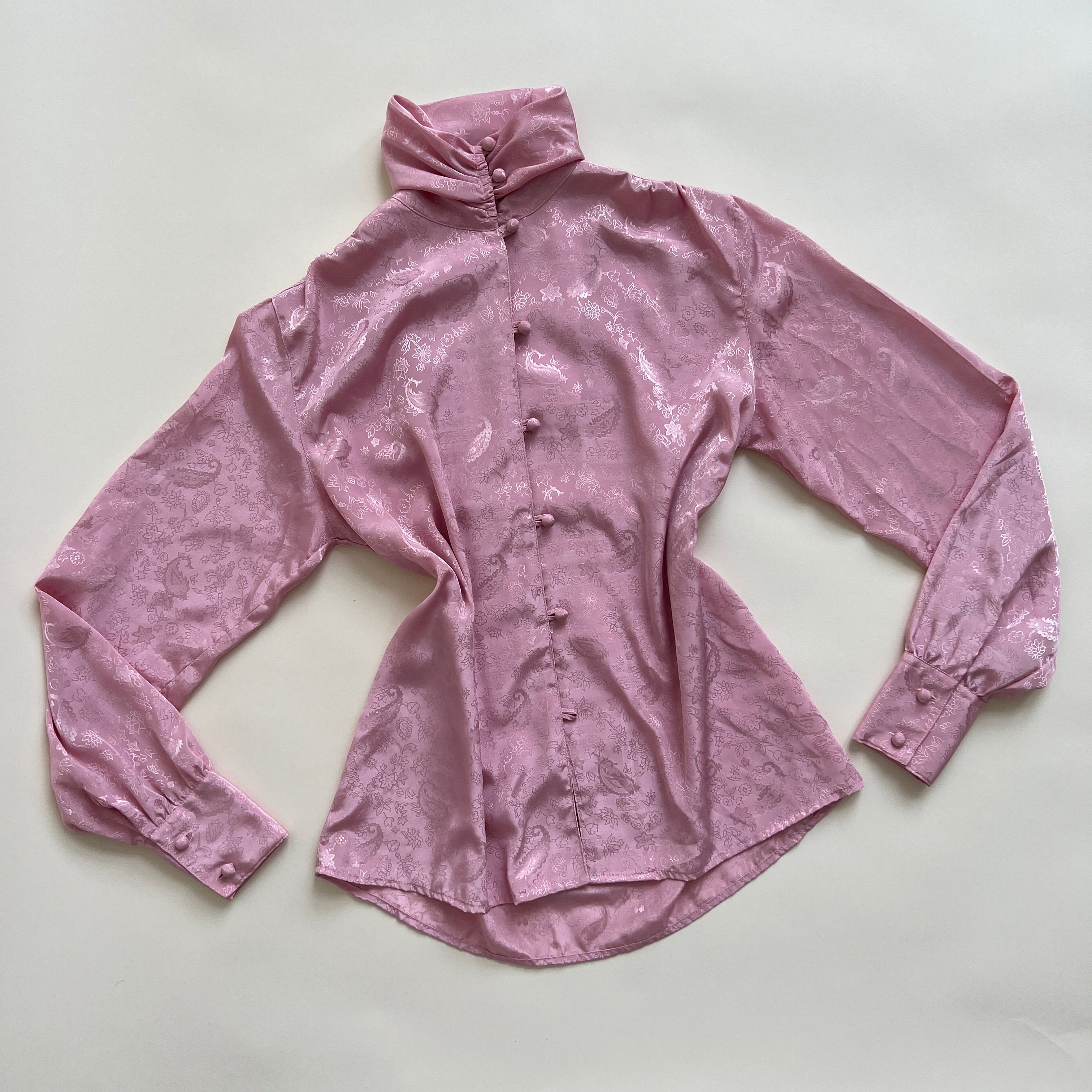 Pink paisley satin blouse