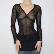 Whimsigoth Black Mesh Long Sleeve (S-M) 