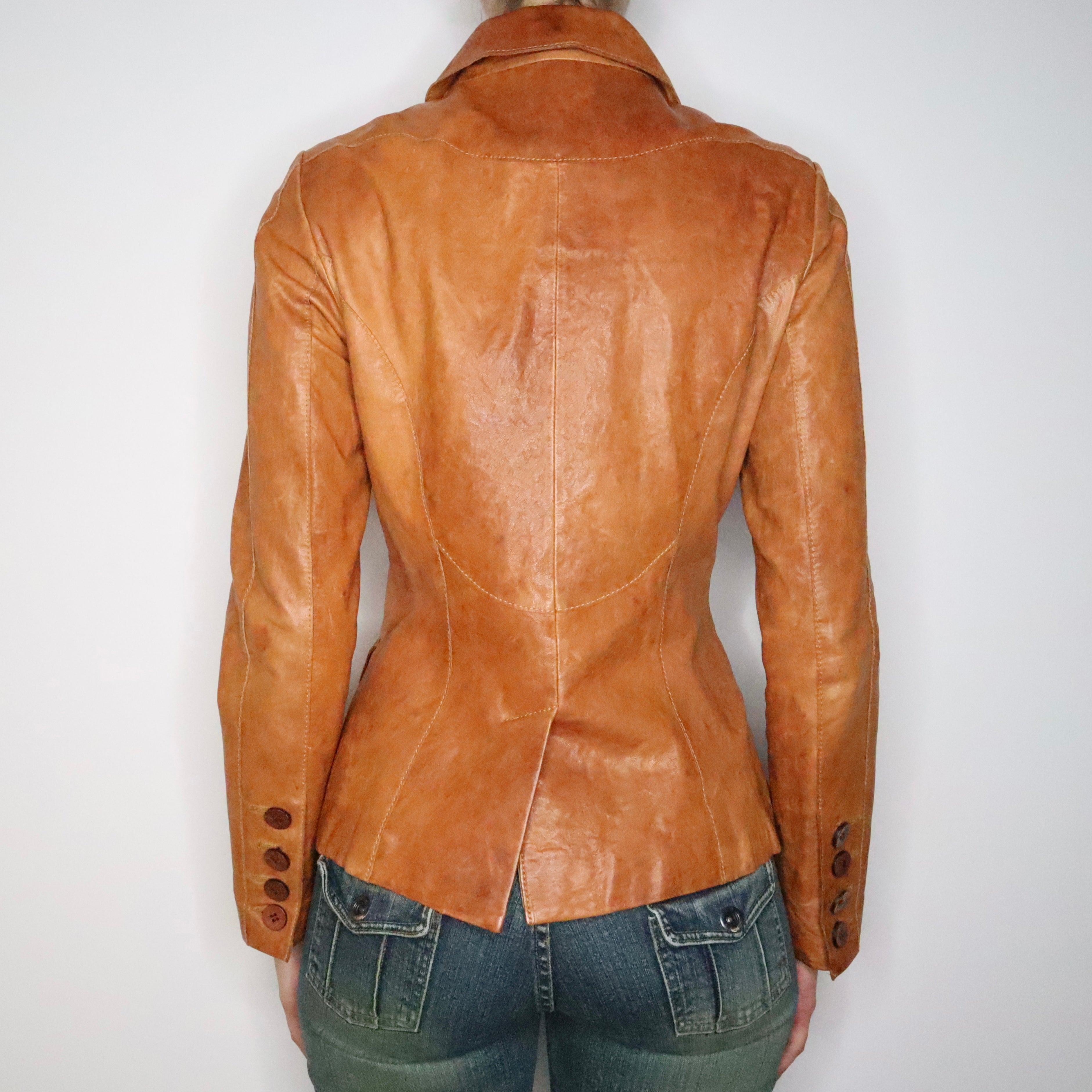 Brown Italian Leather Jacket (Small)