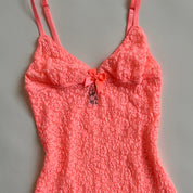 coral sheer lace slip S