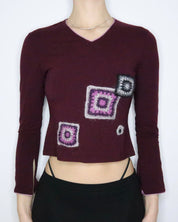Maroon Bell Sleeve Top (Small) 