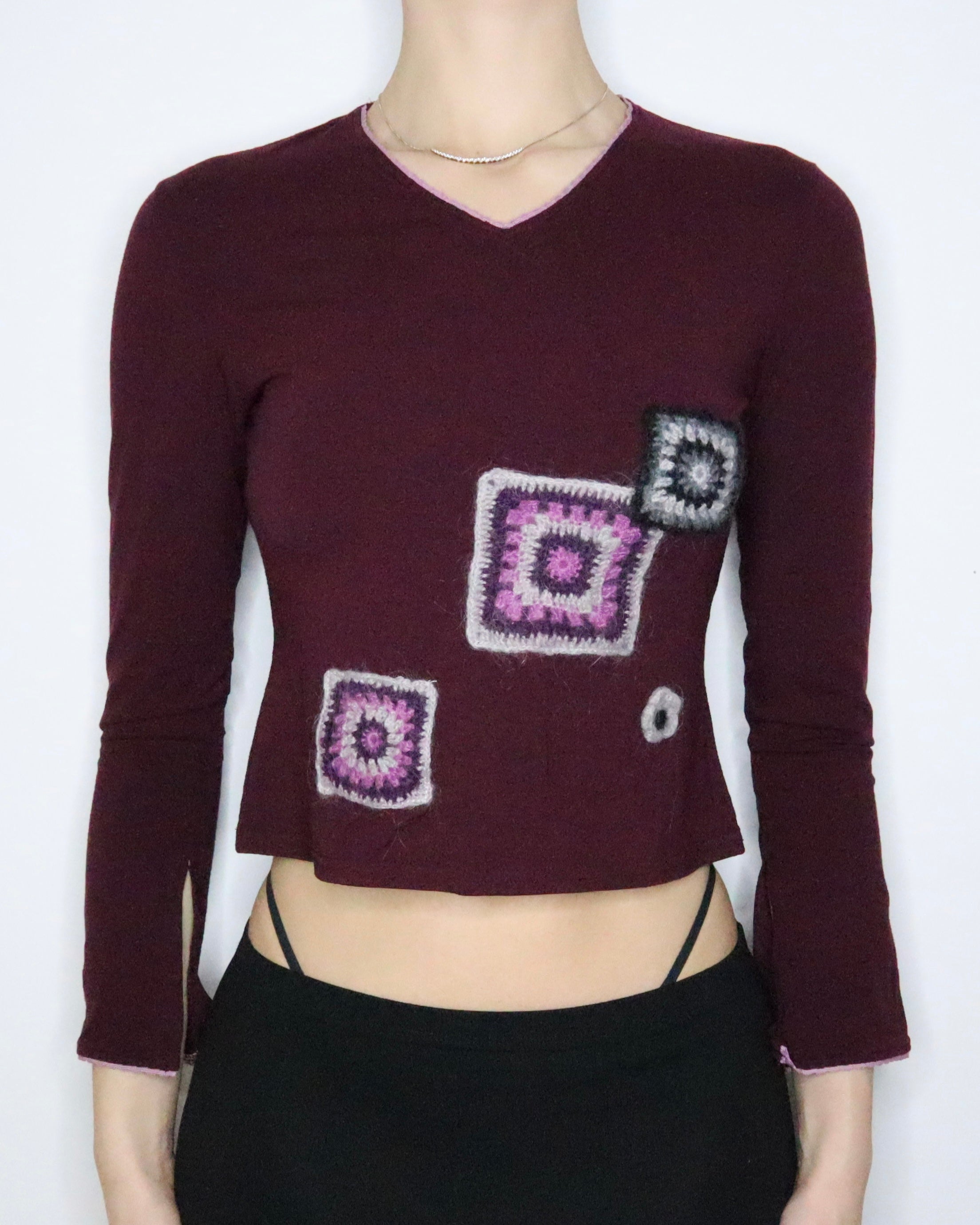 Maroon Bell Sleeve Top (Small) 