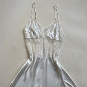 White satin lace maxi slip