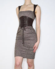 Bebe Brown Tweed Corset Dress (XS) 