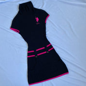 Black pink polo sweater dress