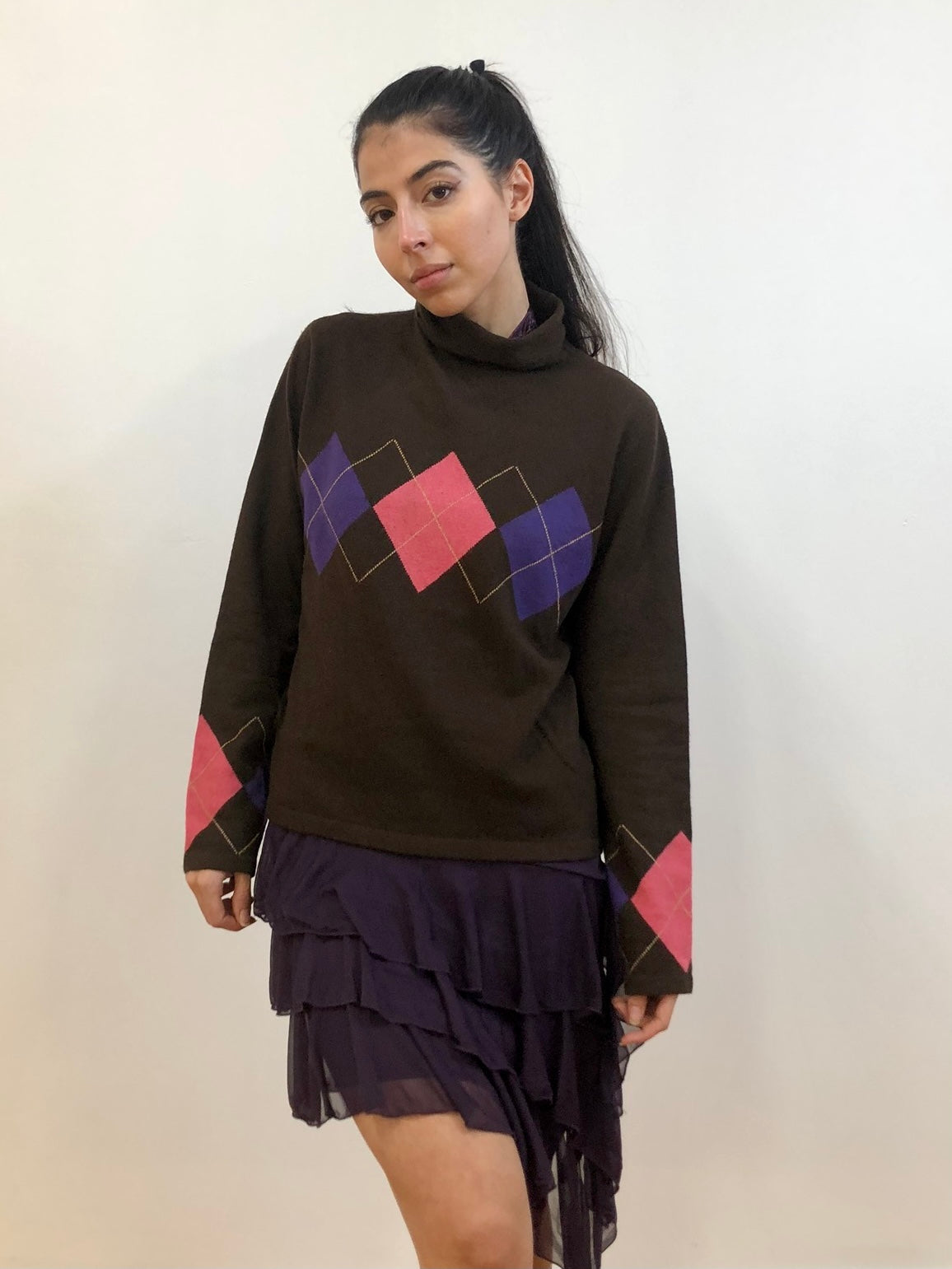 Brown Argyle Cashmere